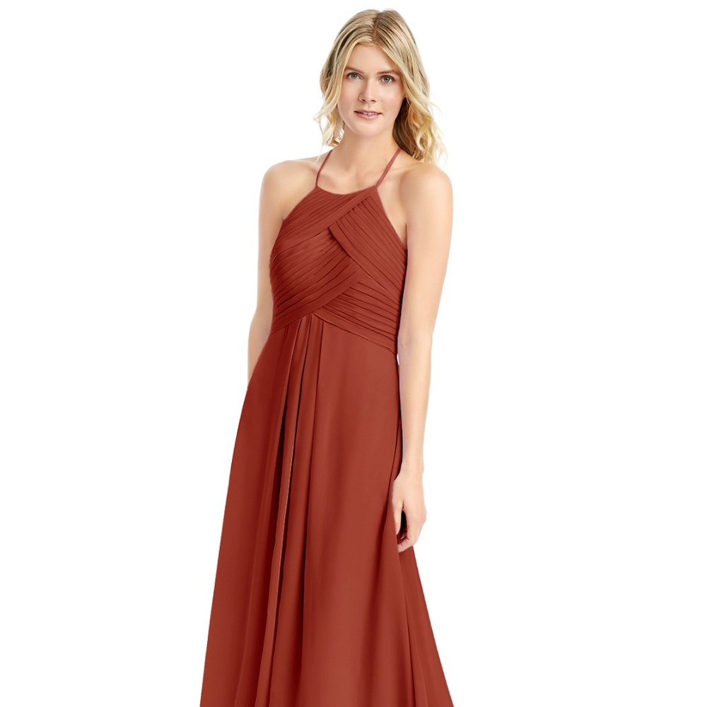 Azazie ginger bridesmaid dress in rust - like new!
